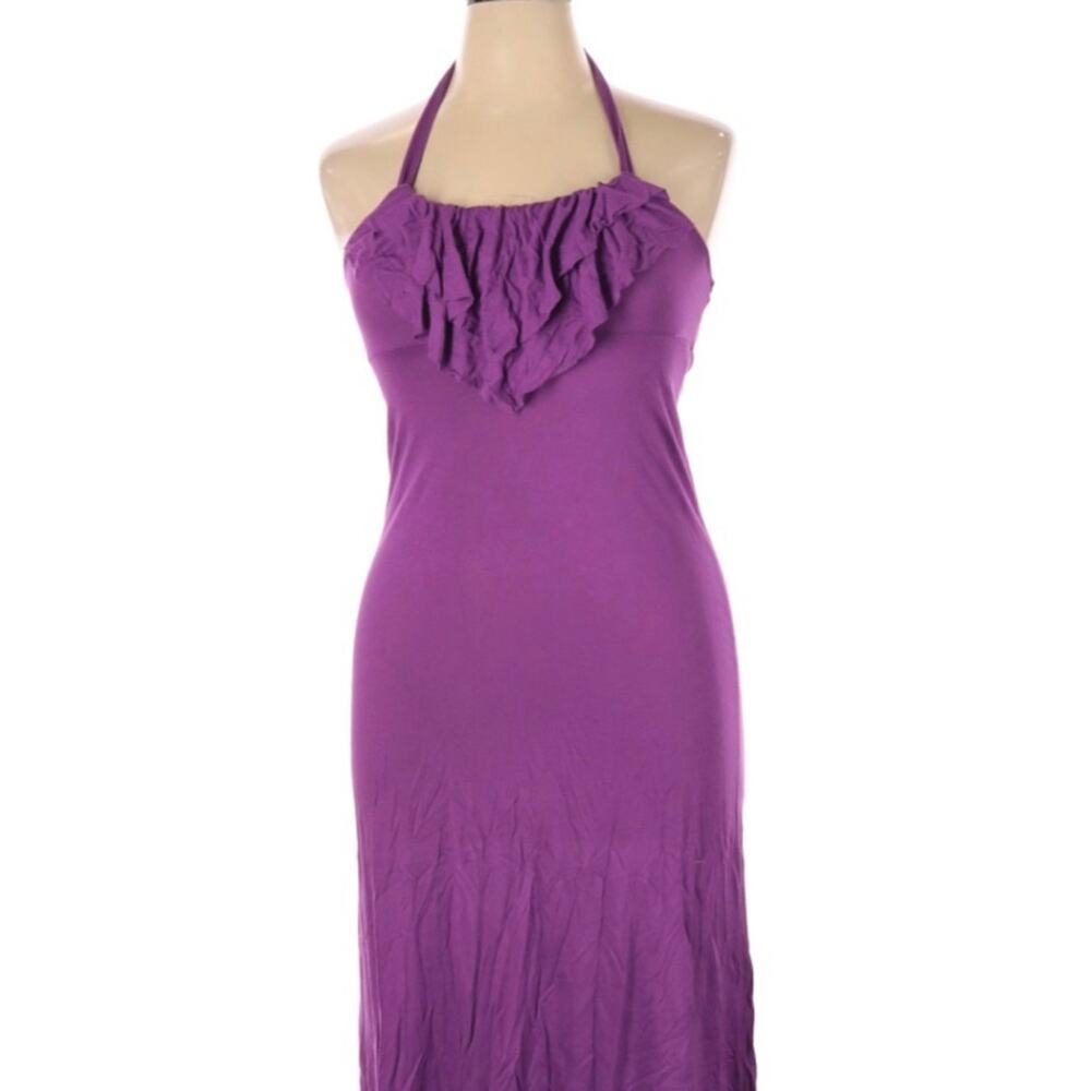 Epic Threads purple halter dress ruffle neckline M
